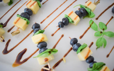 Blueberry Cheddar Caprese Skewers