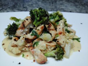Cheesy Broccoli-Cauliflower-Chicken Casserole Plated