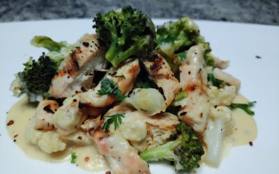 Cheesy Chicken Broccoli Cauliflower Casserole