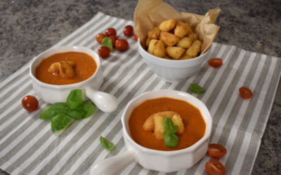 Creamy Tomato Bisque with Fried Cheese Curds