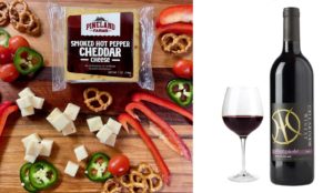 National Wine and Cheese Day pairing of smoked cheddar and red wine